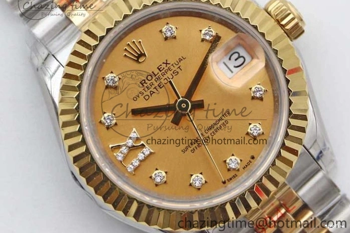 MiroTime 0420 Minimalist Datejust 28mm 279179 SS YG TWF Best Edition Gold Diamonds Markers Dial on SS YG Jubilee Bracelet NH 2141